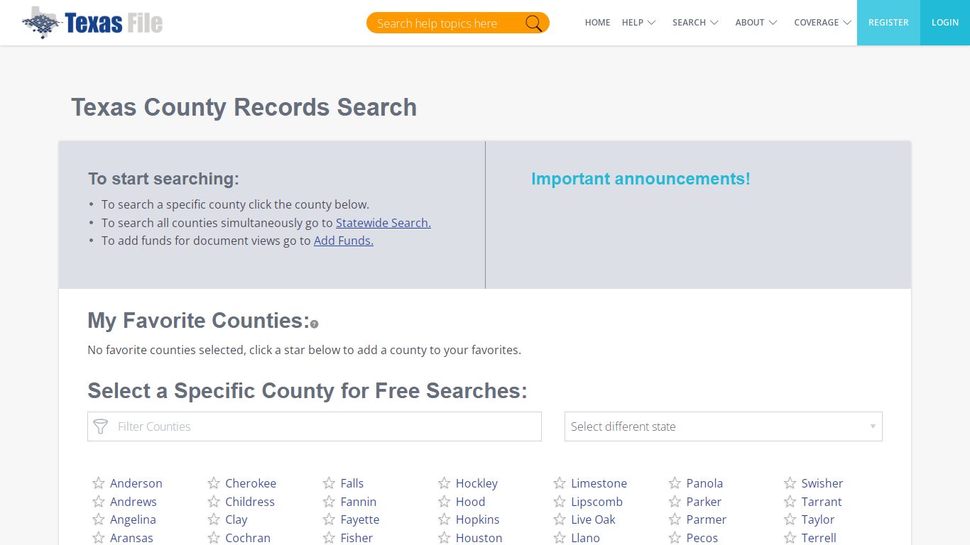 Texas County Clerk Records Search | TexasFile