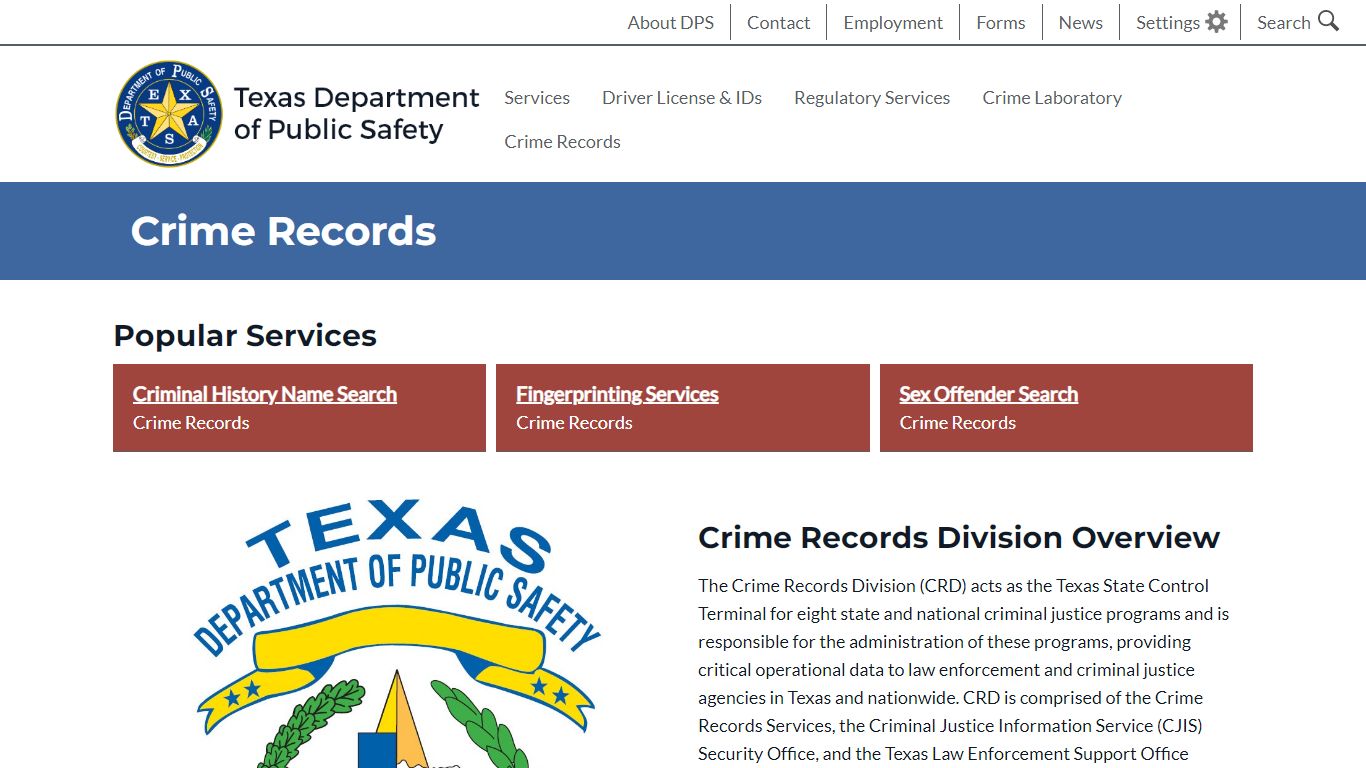 Crime Records - Texas Department of Public Safety