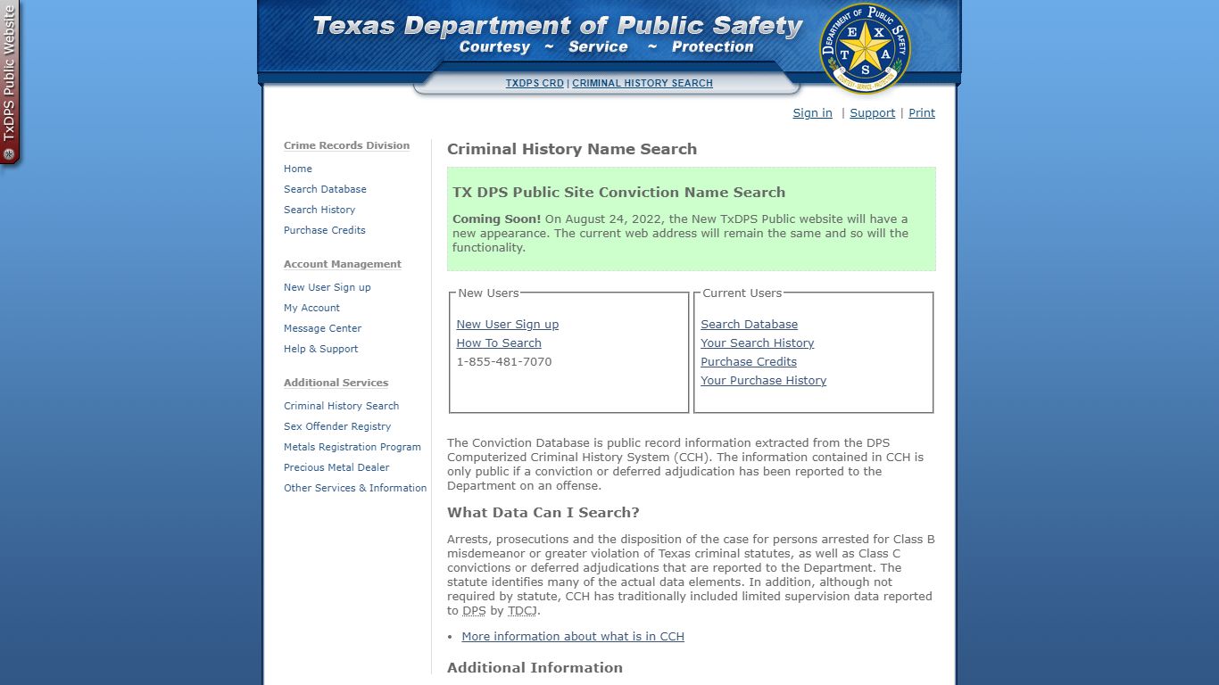 Criminal History Name Search | TxDPS Crime Records Division - Texas